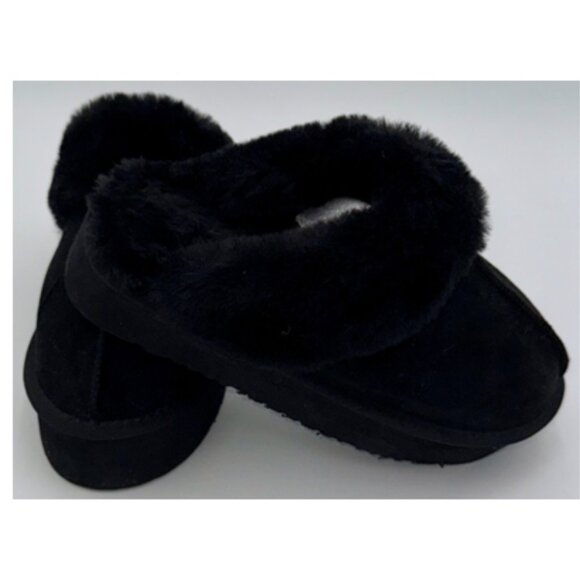 NWT-Designer Inspired Black Suede Fur Lined Platform Mules - 40/9 - Picture 6 of 8